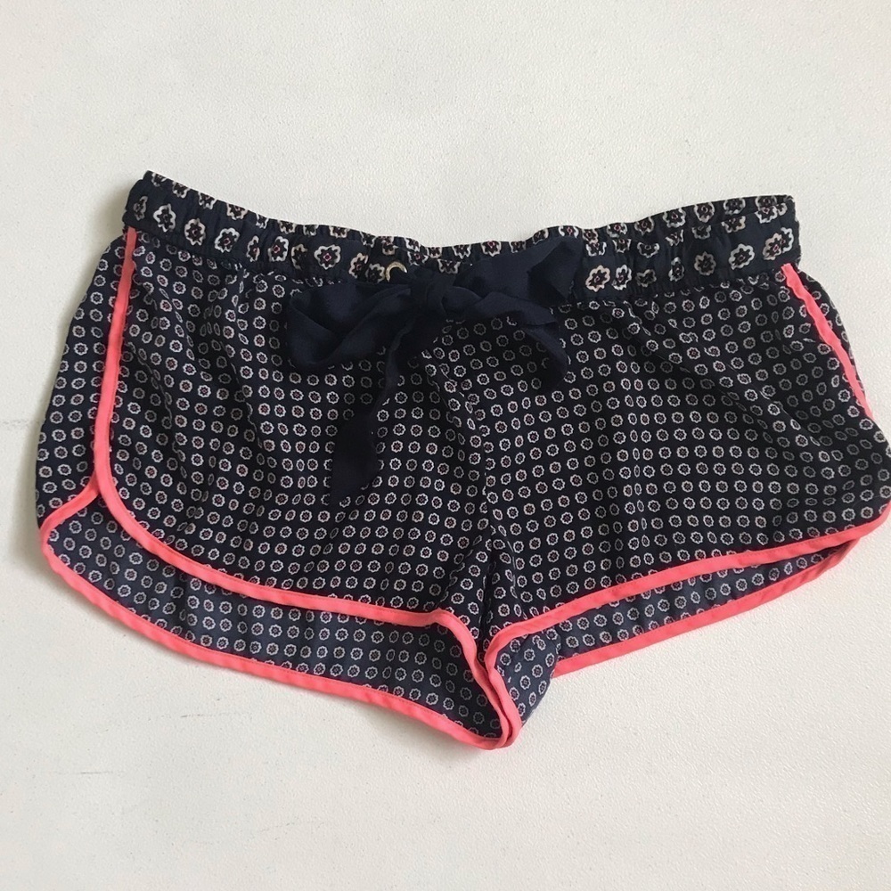 Juicy Couture Y2K Blue Floral Sleep Hot Pink Trim Mini Shorts • Size XS 🔴